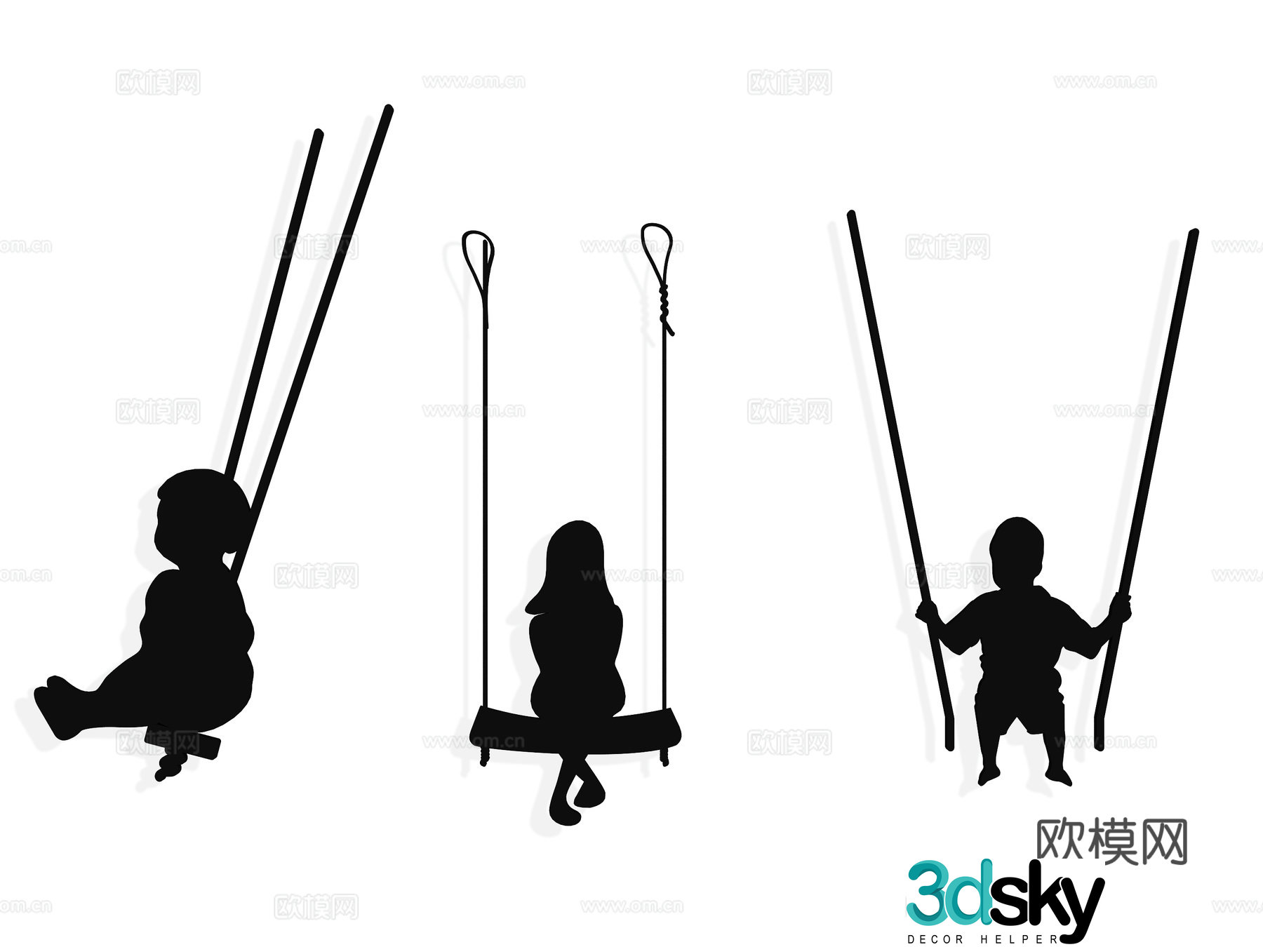 Swing game exercise play children children wall decoration decoration elements icon 3d model