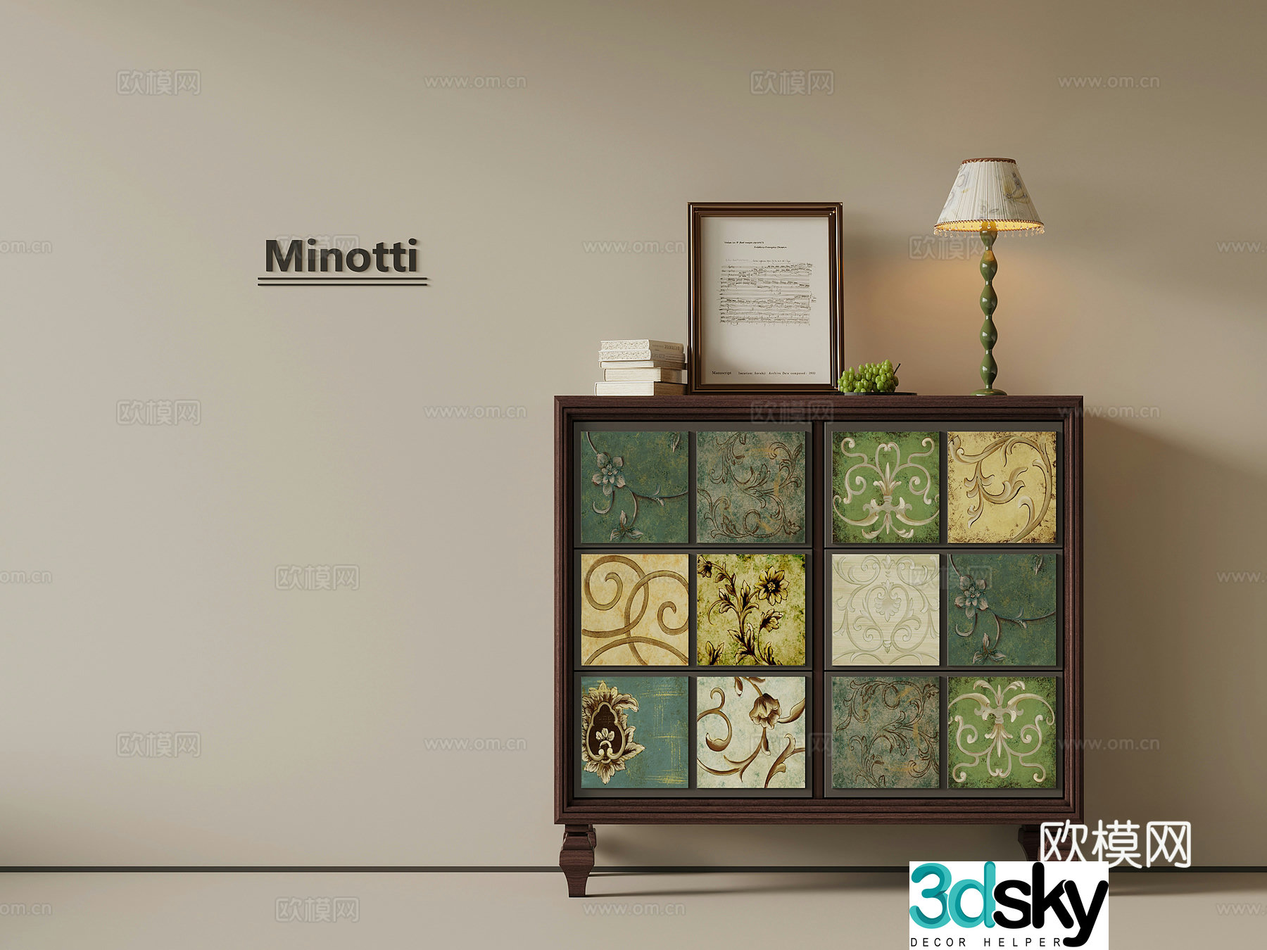 French retro style entrance cabinet end view cabinet chest of drawers 3D model