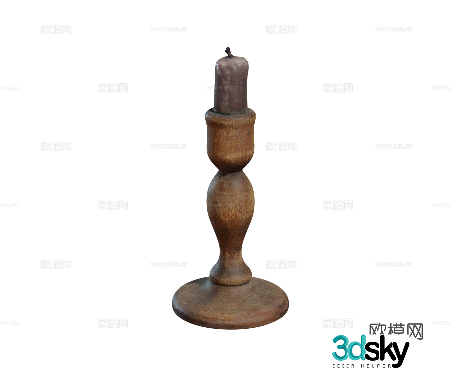 European style French American style retro candlestick candle lamp teak candlestick candle lamp combination 3D model