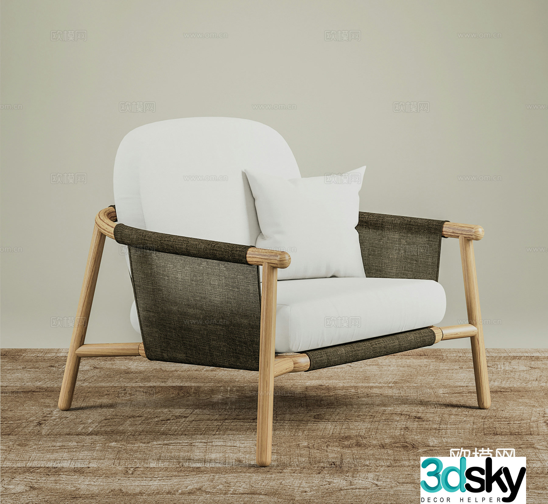 Modern leisure chair cloth chair book chair single chair 3d model