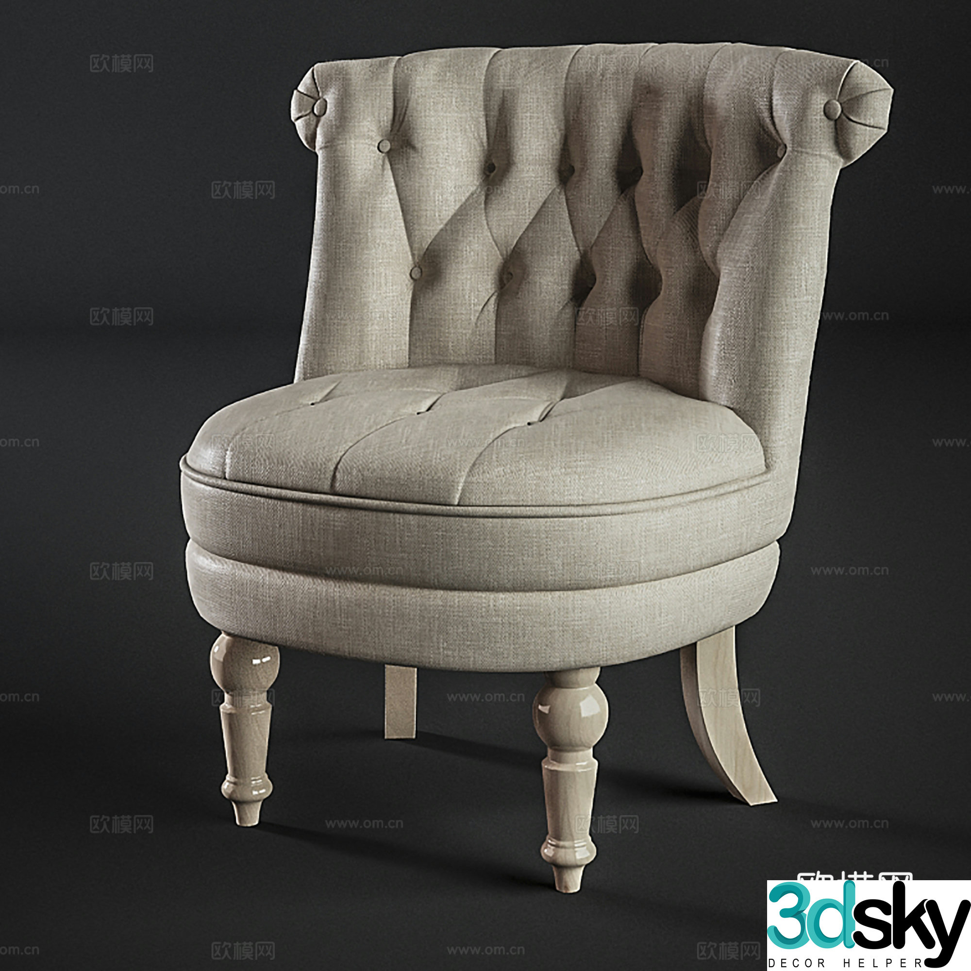 European casual chair cloth chair book chair single chair 3d model