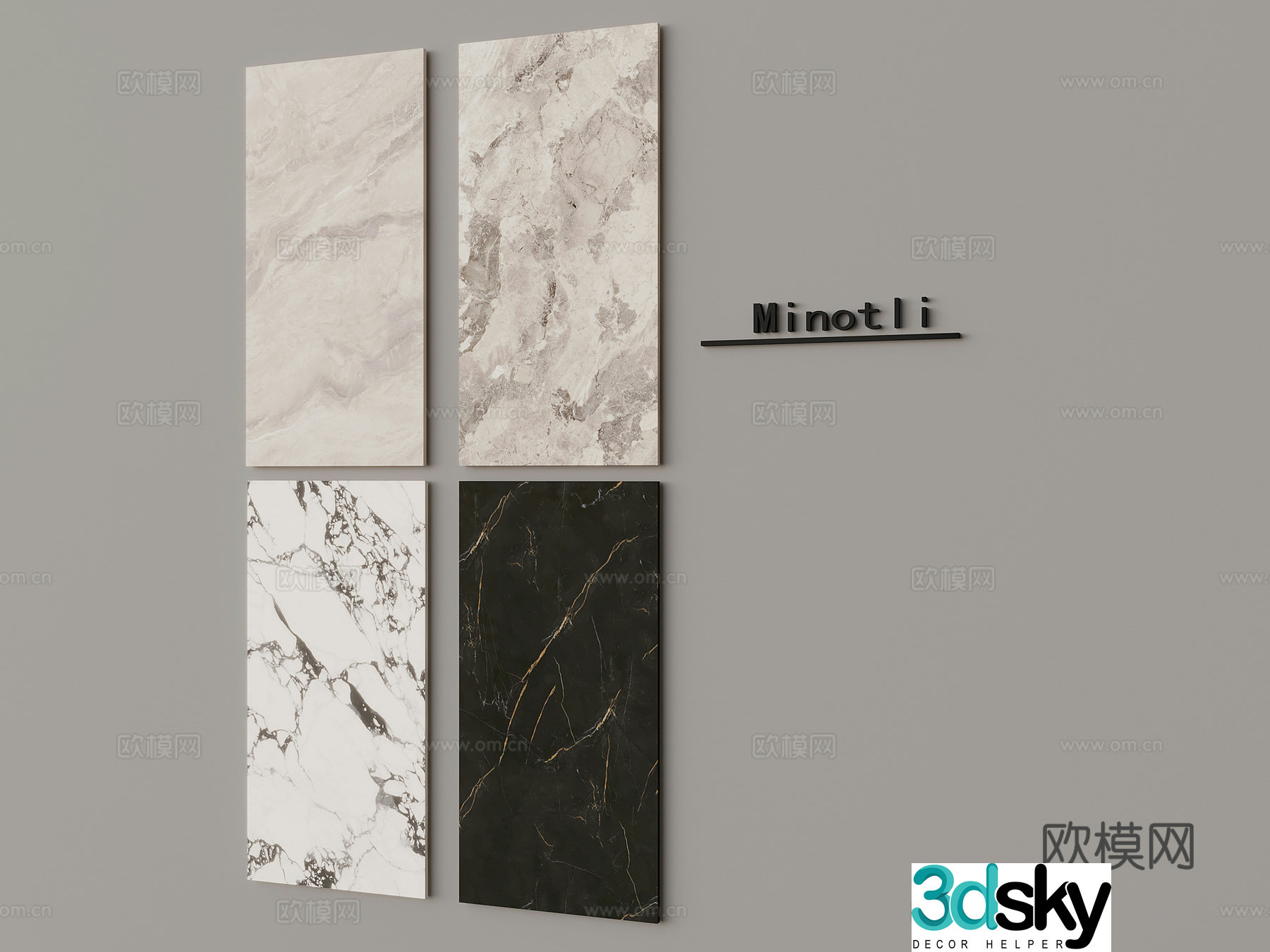 Modern translucent stone background wall 3d model