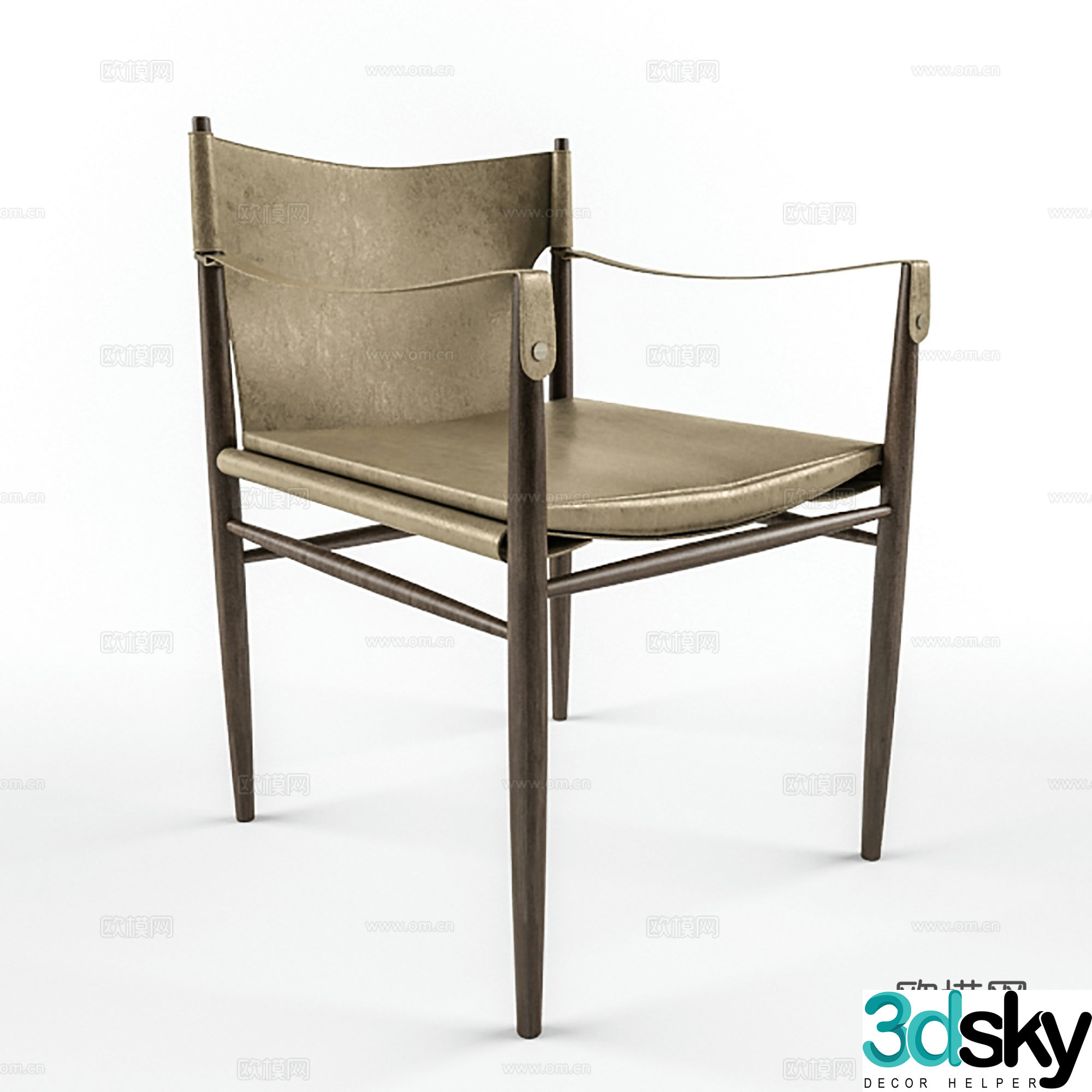 Modern casual chair leather chair dining chair single chair 3d model