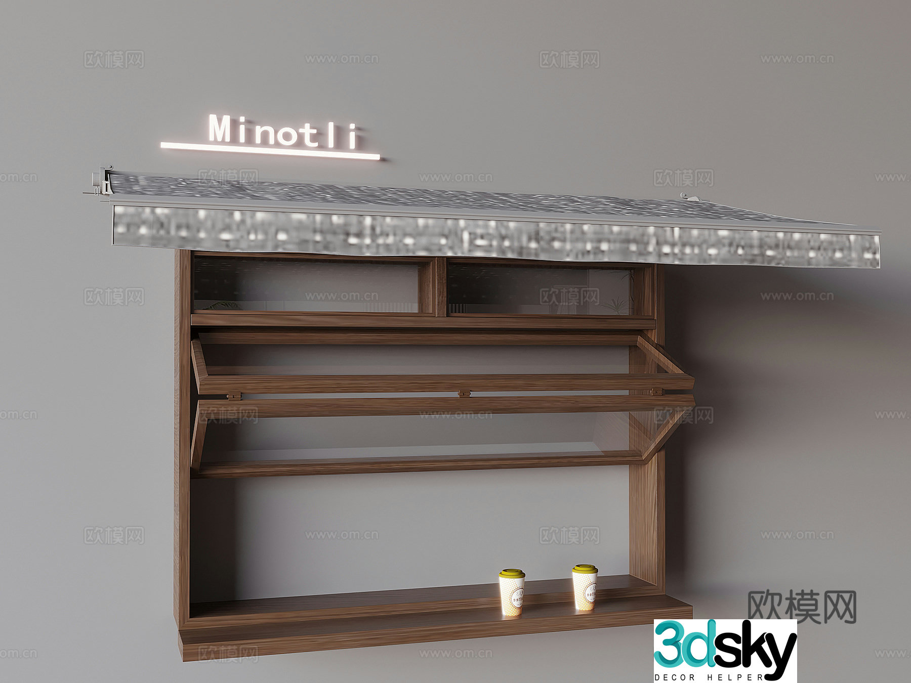 Showcase Coffee Window Folding Window 3D Model