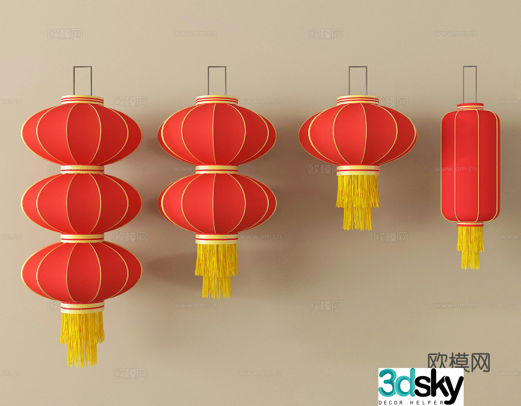 Chandelier Lantern Festival Atmosphere Light Decorative Light 3D Model