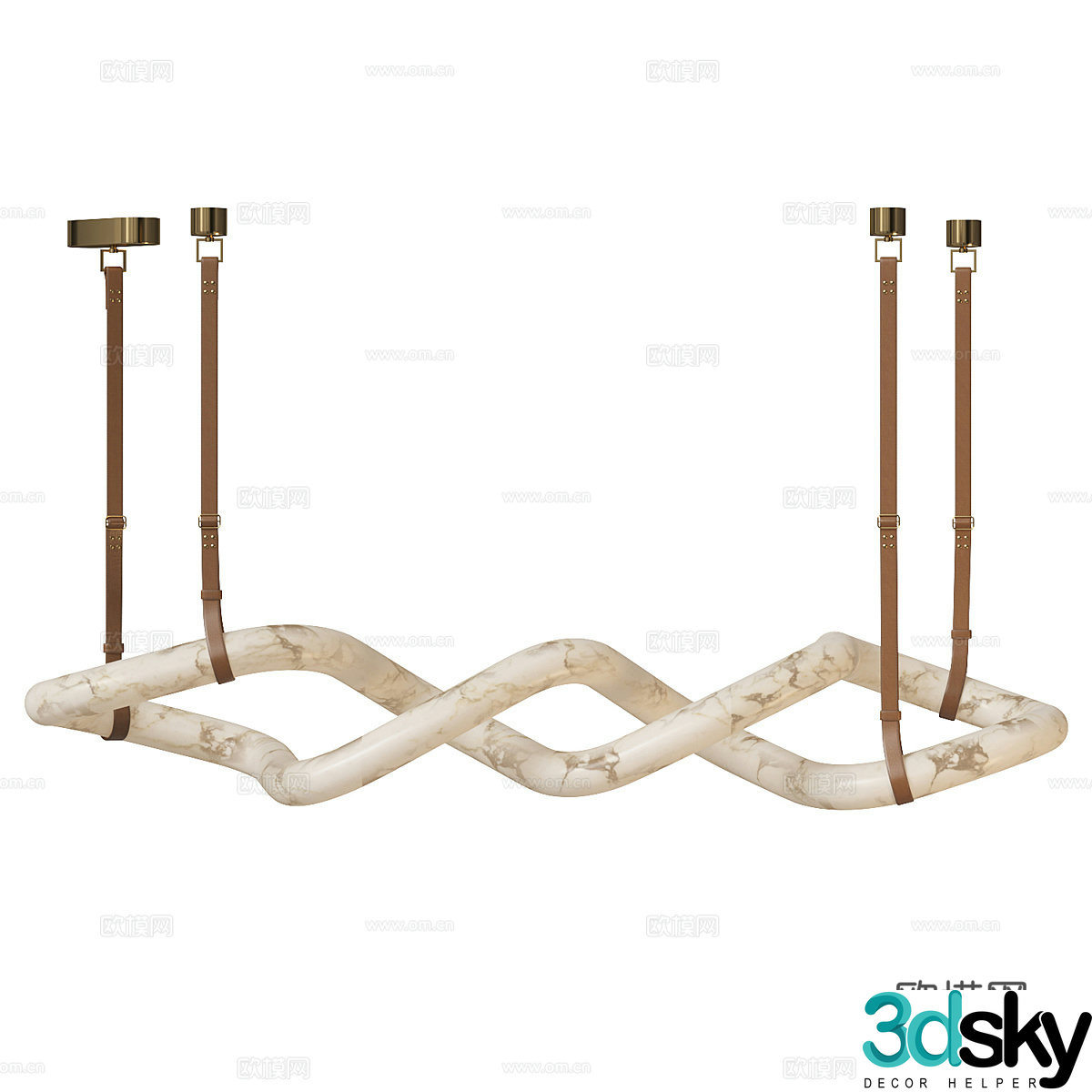 Modern Italian light luxury translucent stone decorative chandelier 3D model