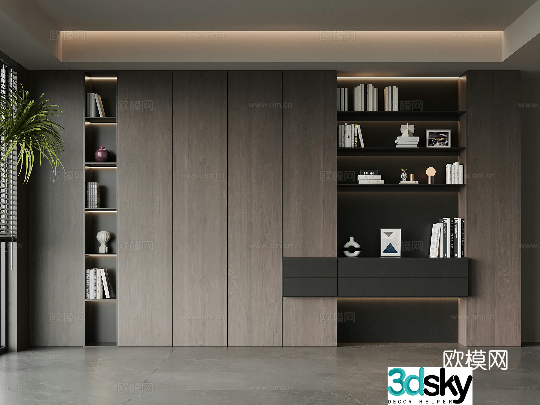 Modern Italian bookcase 3d model