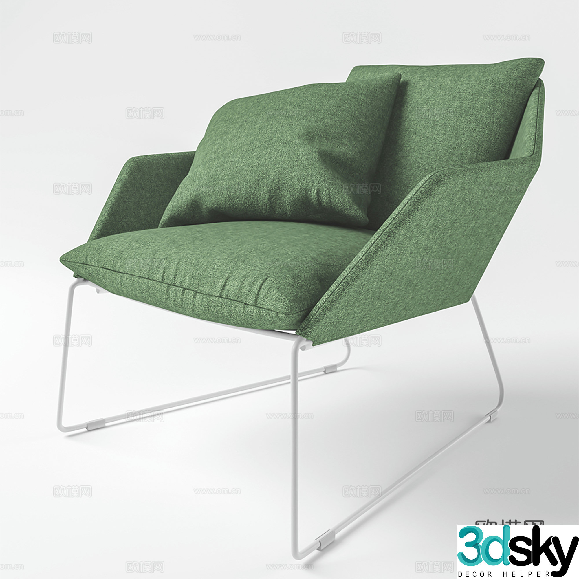 Modern leisure chair cloth chair book chair single chair 3d model