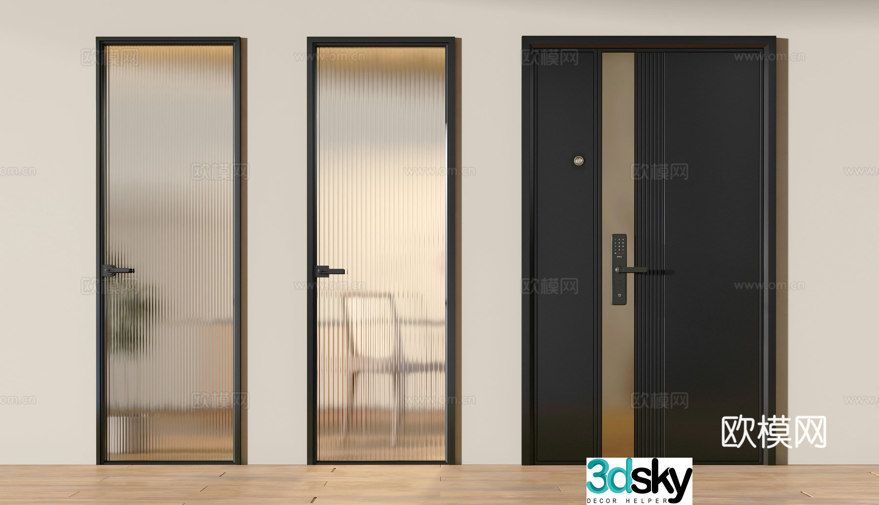Modern glass door 3d model