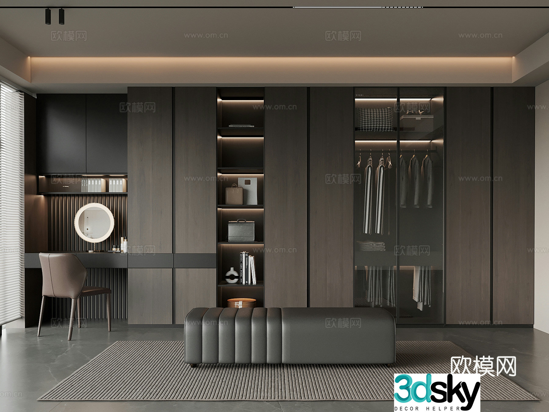 Modern Italian cloakroom Wardrobe Dressing table 3d model
