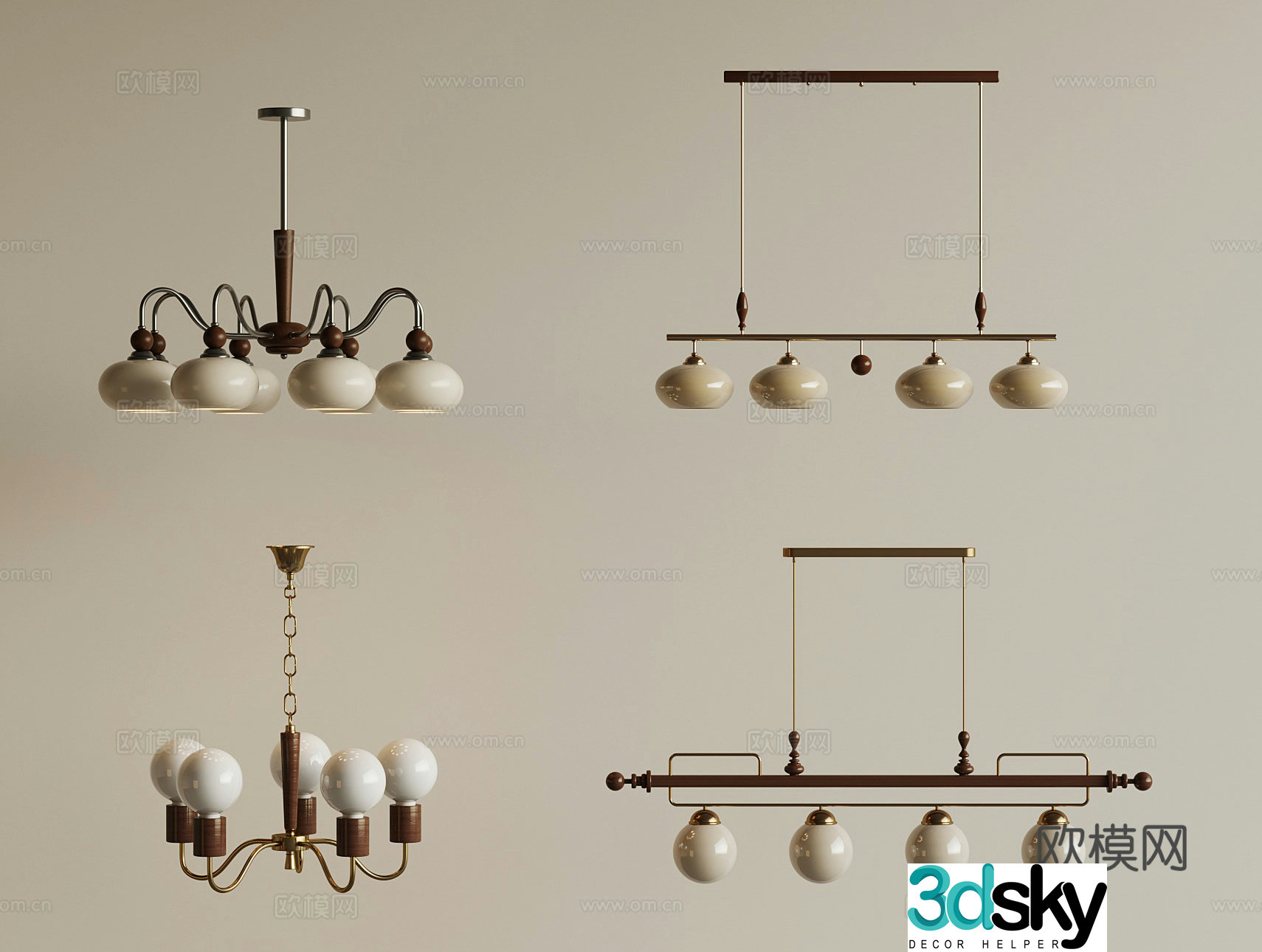 09 Middle Ancient Chandelier 3D Model