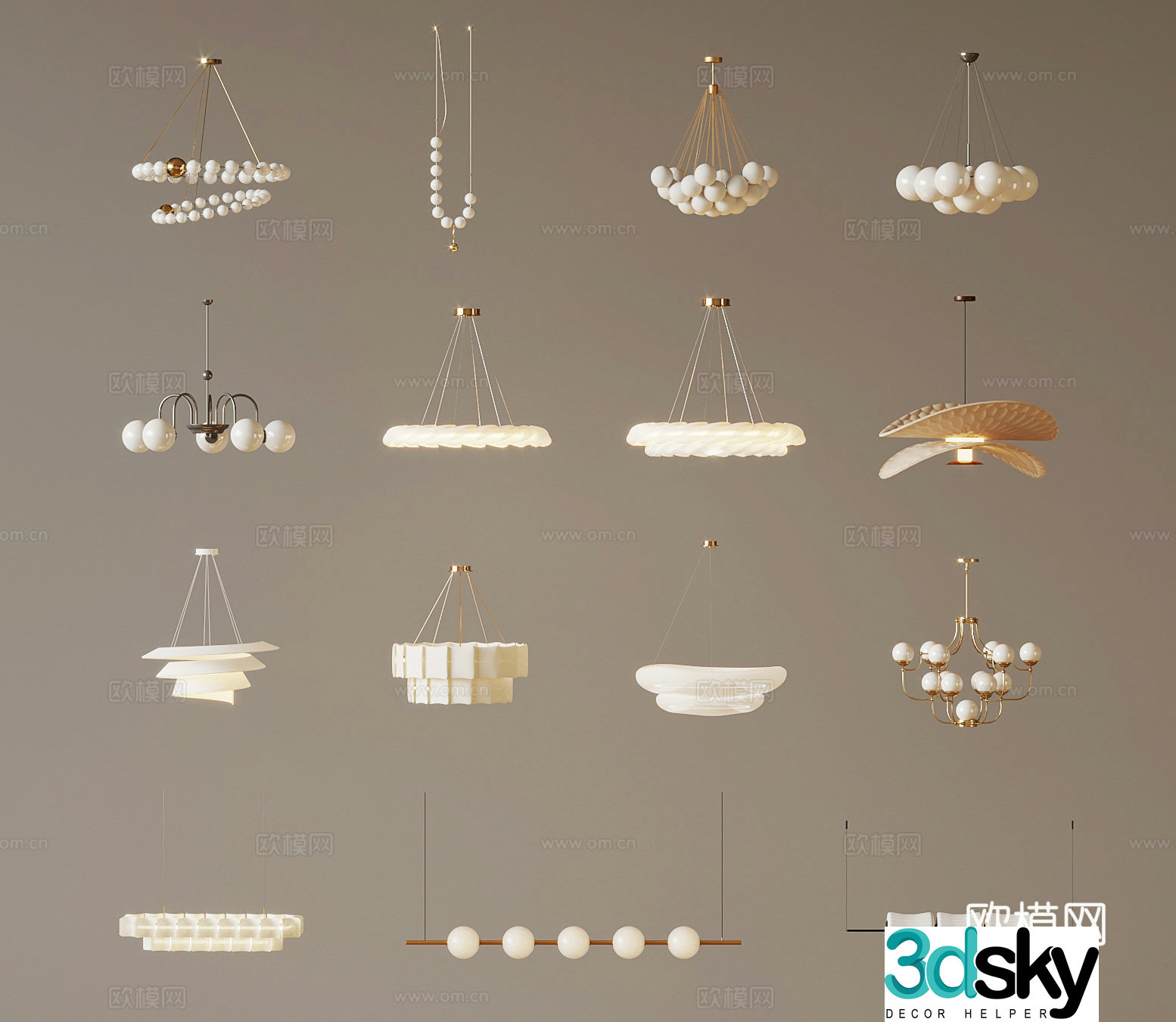 Modern Chandelier Creamy Chandelier 3d Model