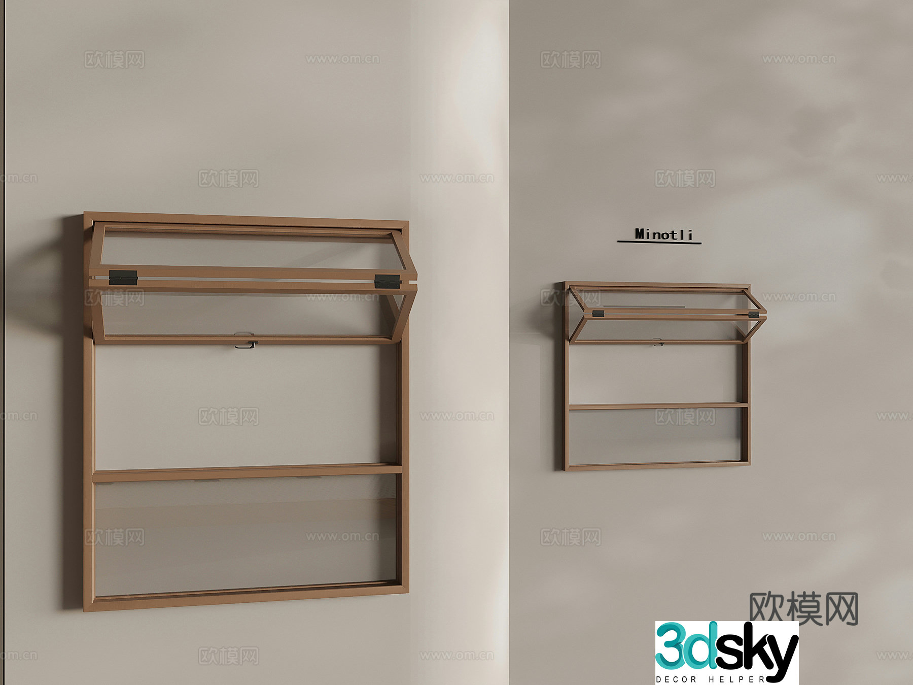 Coffee shop folding windows Broken bridge aluminum glass folding window 3D model