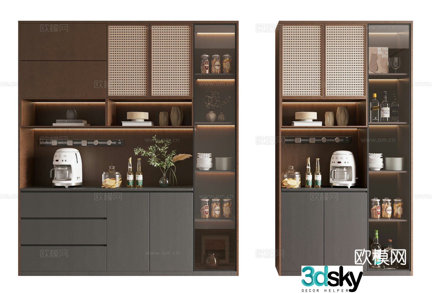 Wasabi Middle-aged Wine Cabinet 3D Model