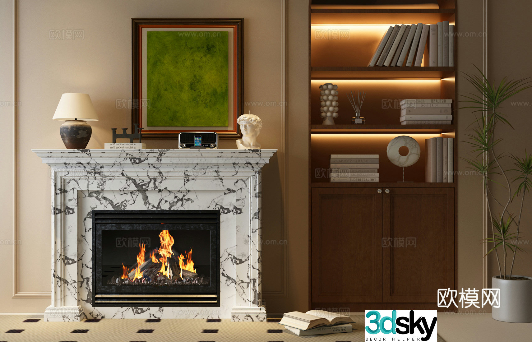 French fireplace background French fireplace French medieval fireplace French medieval bookcase French medieval 3d model
