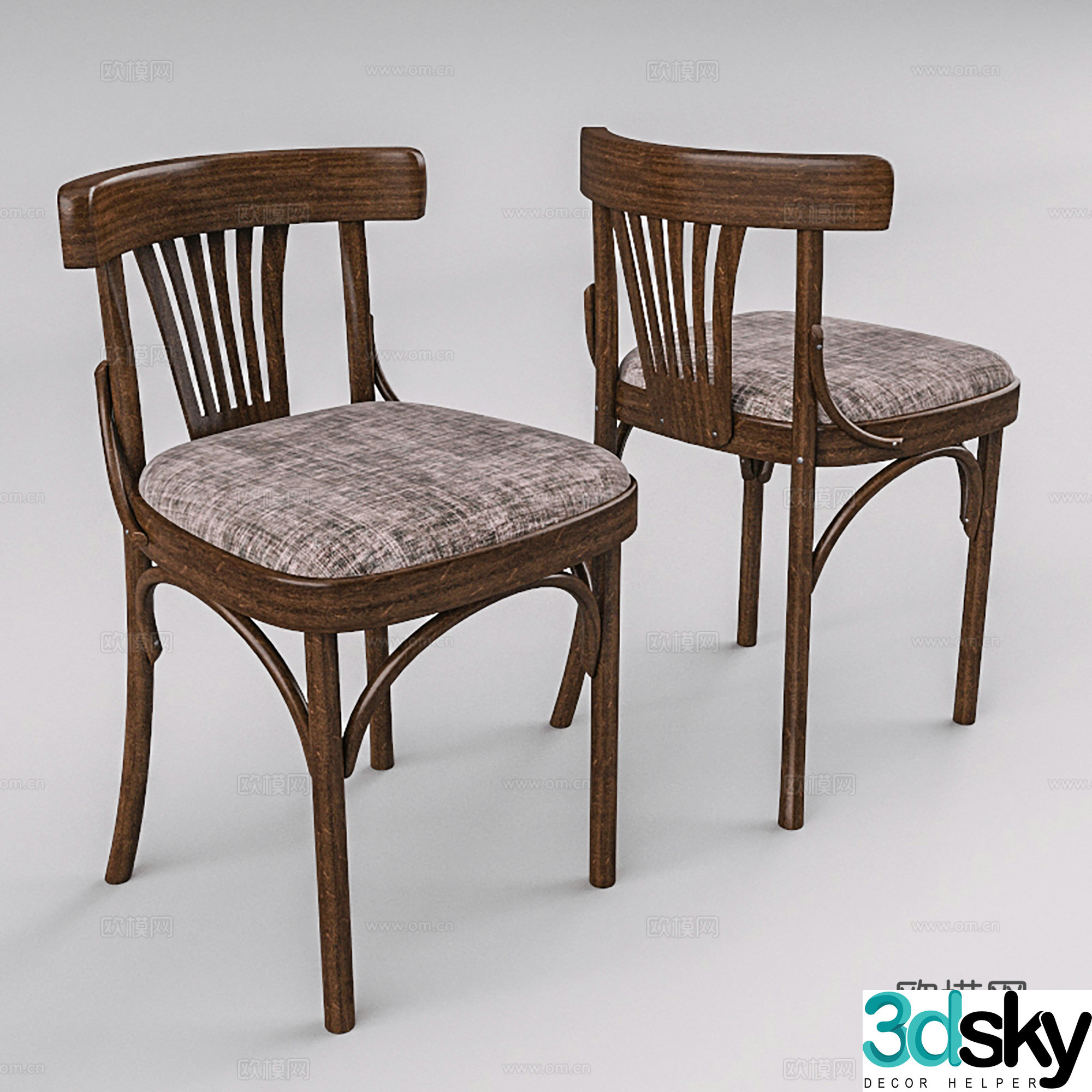 Simple European leisure chair wooden chair dining chair single chair 3d model