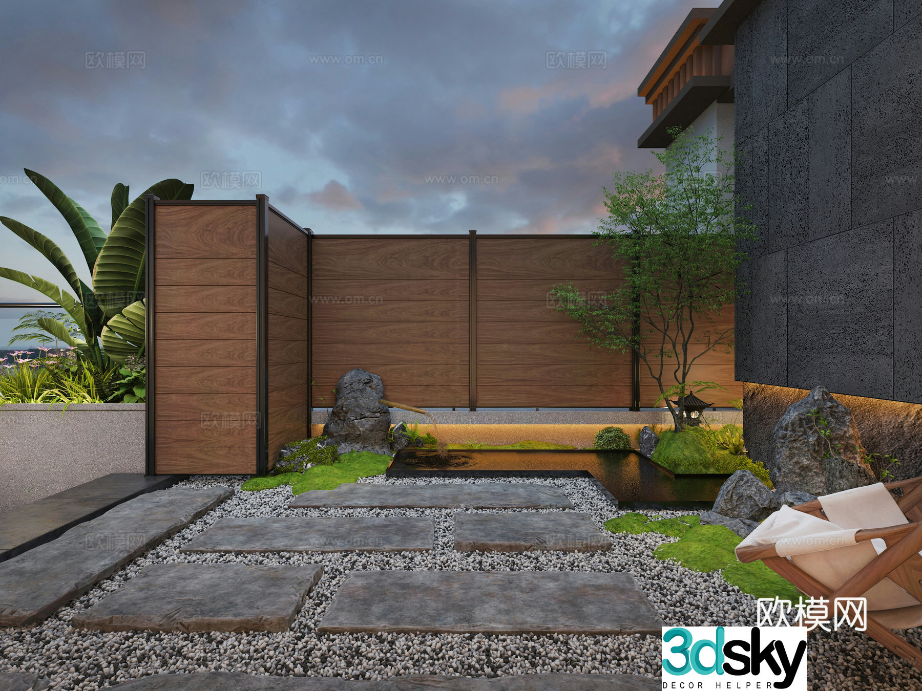 Roof garden courtyard 3d model