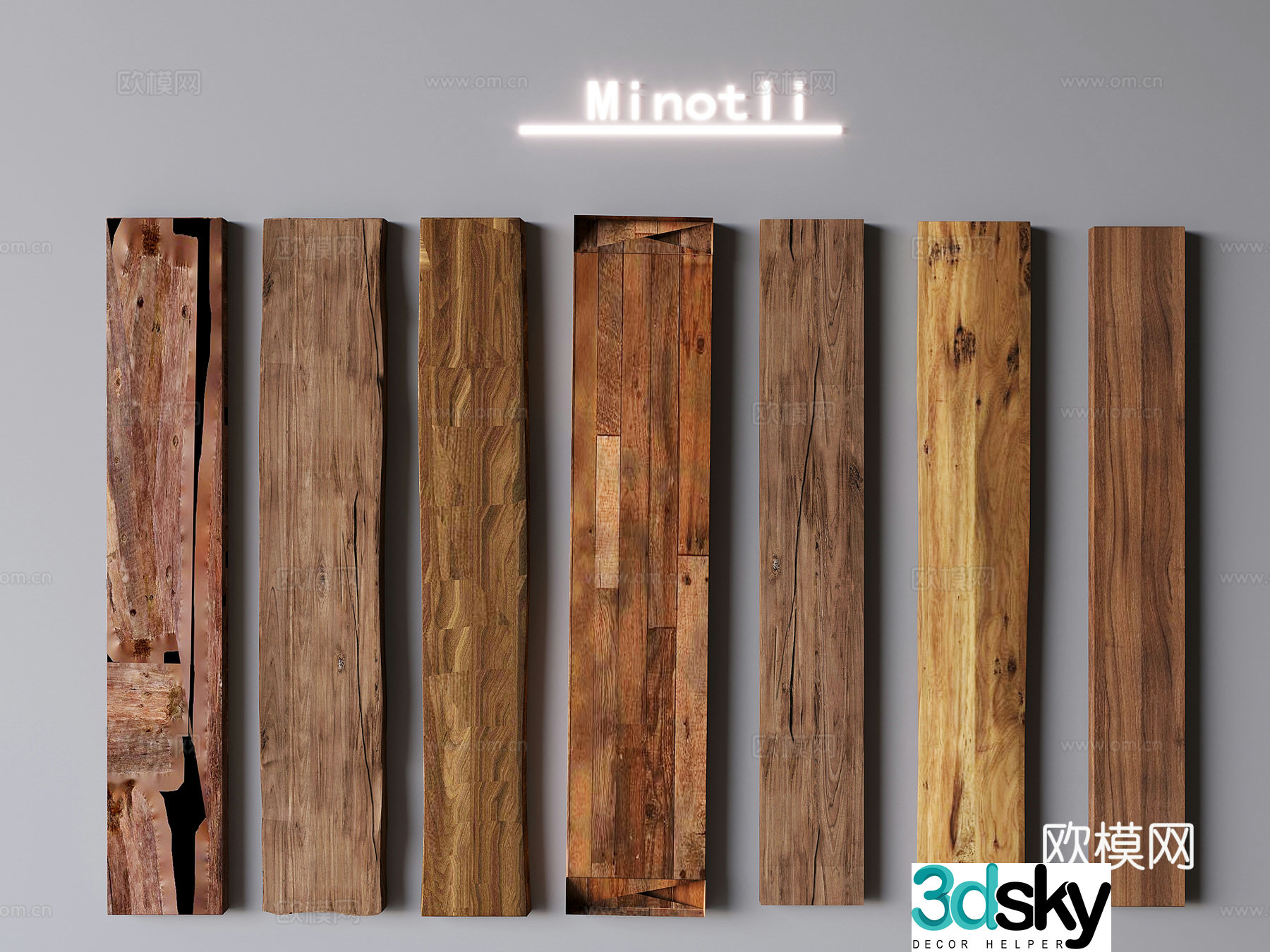 Chinese style wood board old wood wooden strips 3d model