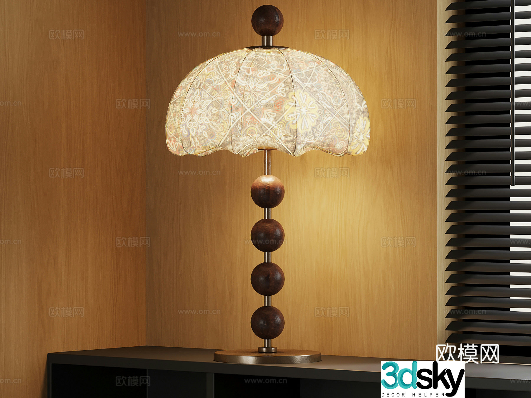 07 desk lamp American desk lamp 3D model