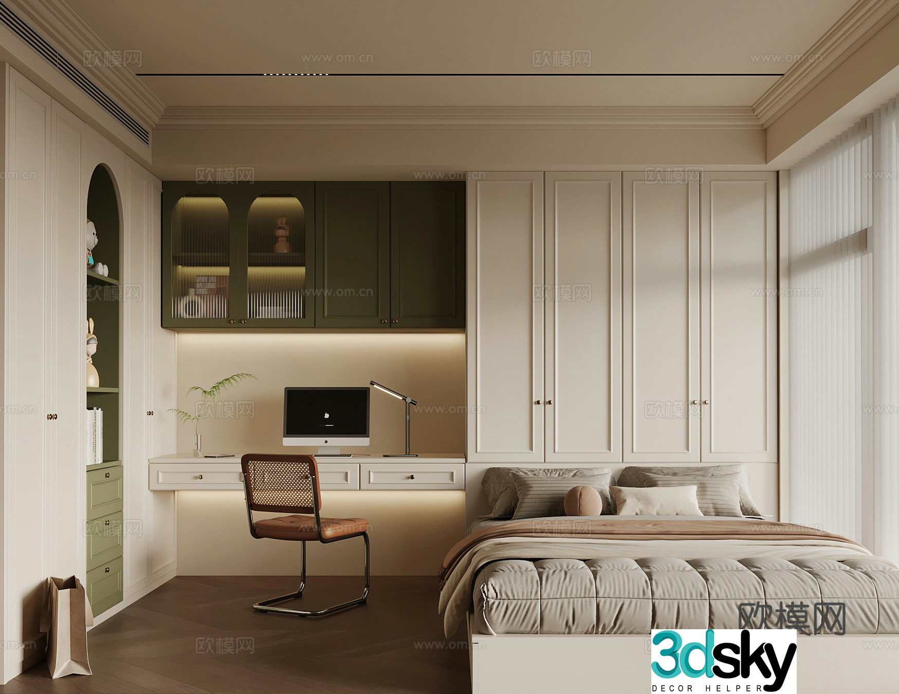 French tatami bedroom 3d model