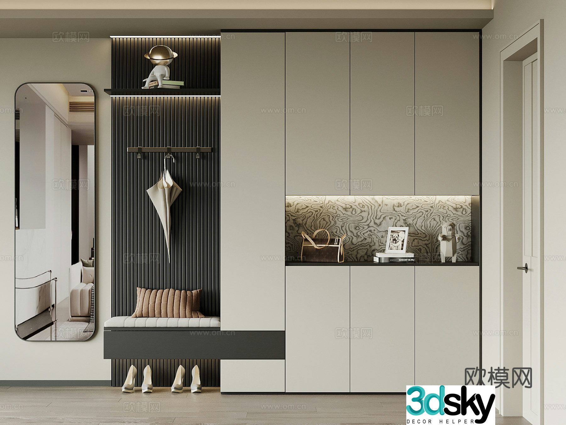Modern Italian style entrance shoe cabinet entrance shoe cabinet 3D model
