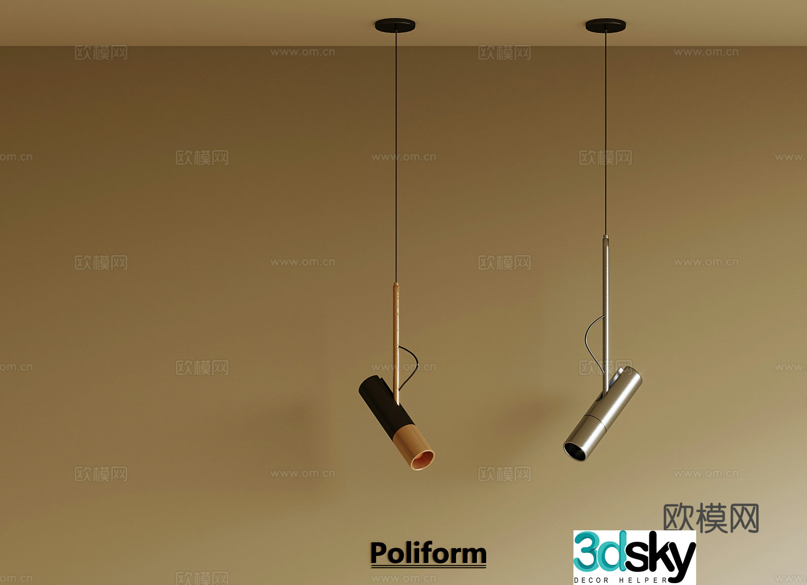 Modern metal chandeliers downlight spotlight 3d model