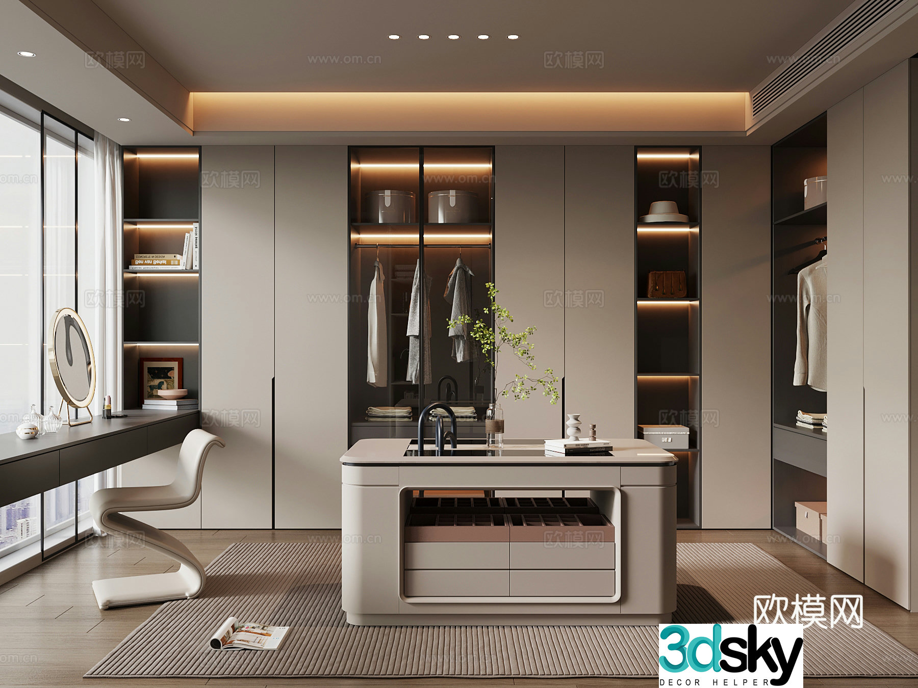 Modern simple cloakroom wardrobe 3d model