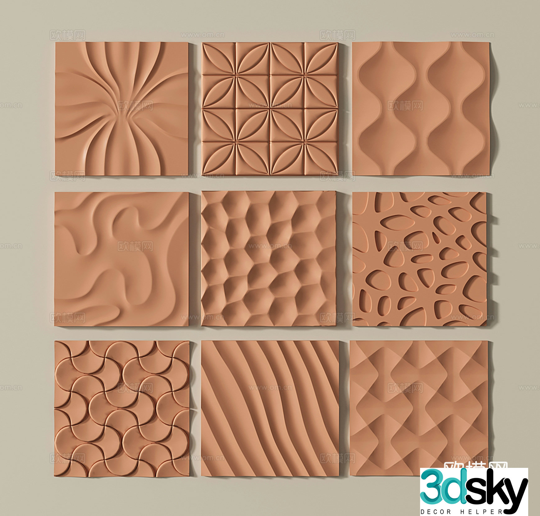 Modern wall panels three-dimensional wall decoration art deco wall molding gypsum components 3D model