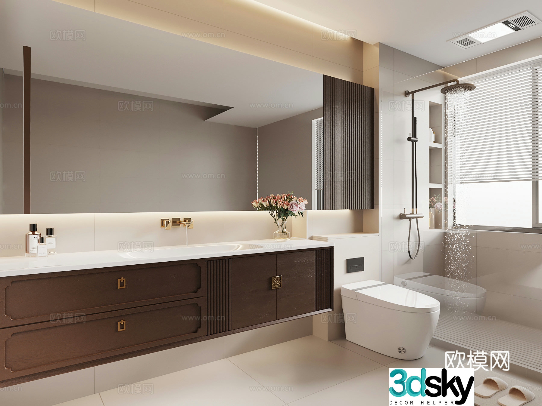 Bathroom New Chinese-style bathroom Bathroom cabinet 3D model