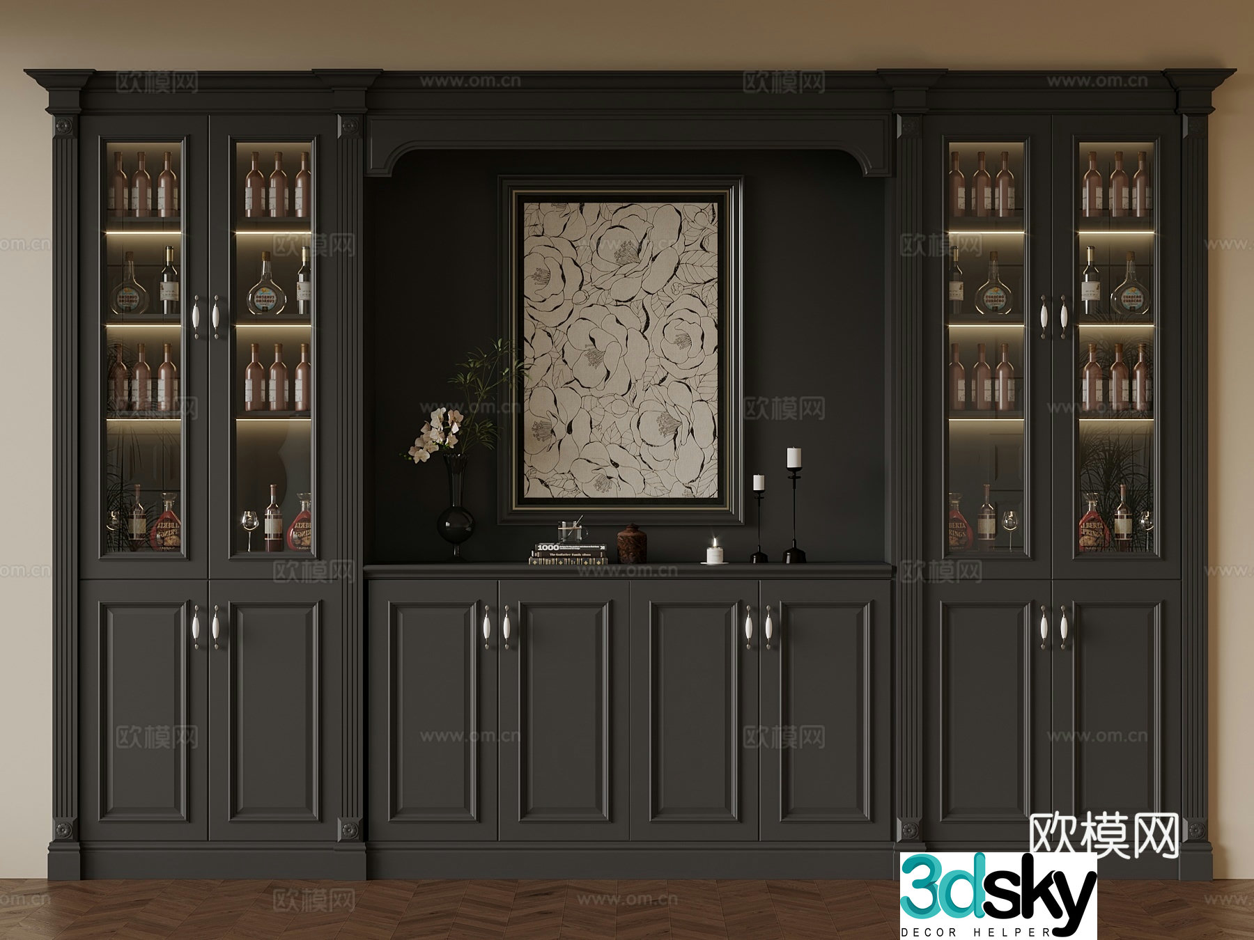 French wine cabinet French bookcase 3D model