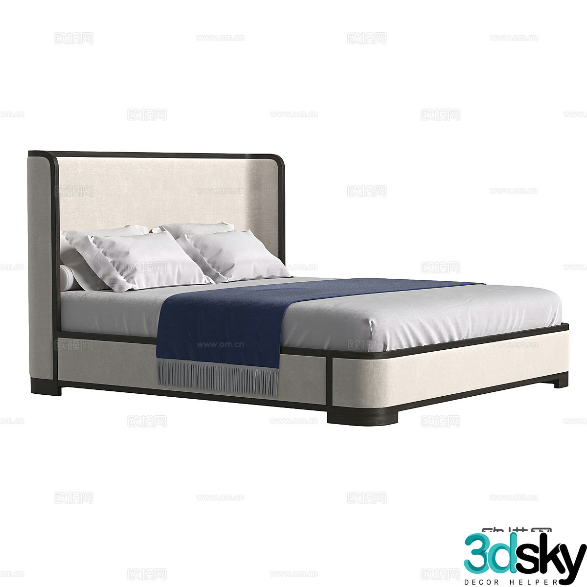 Modern simple double bed Double bed Simple bed Bedroom bed Pillow 3D model