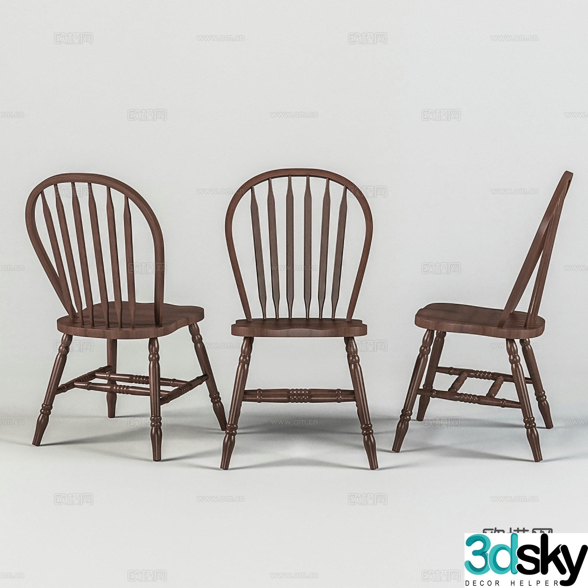 Medium style leisure chair wooden chair dining chair single chair 3d model
