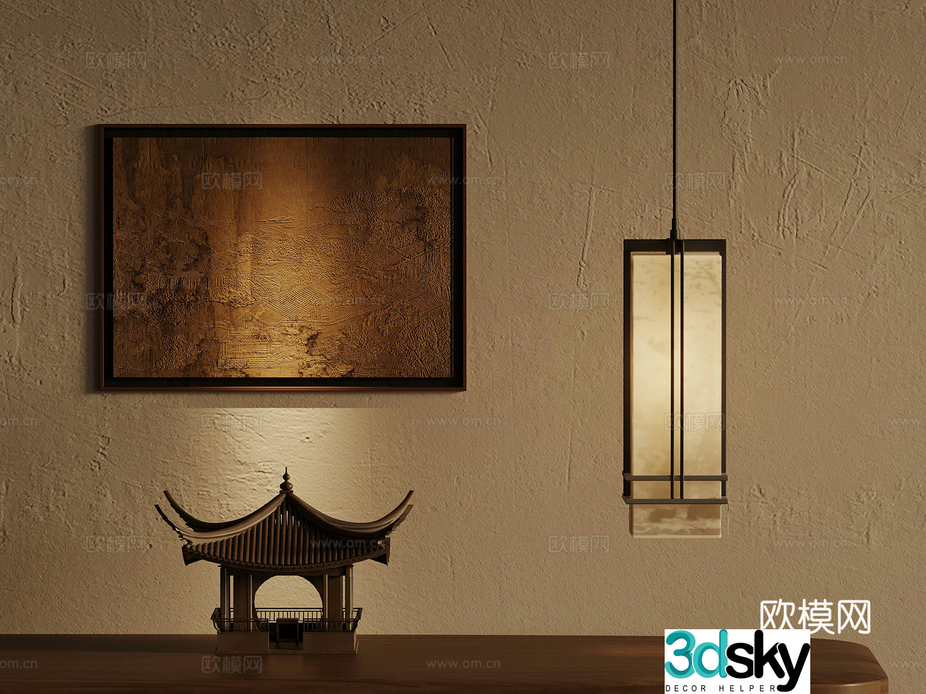 New Chinese chandeliers decorative painting 3d model 3d model