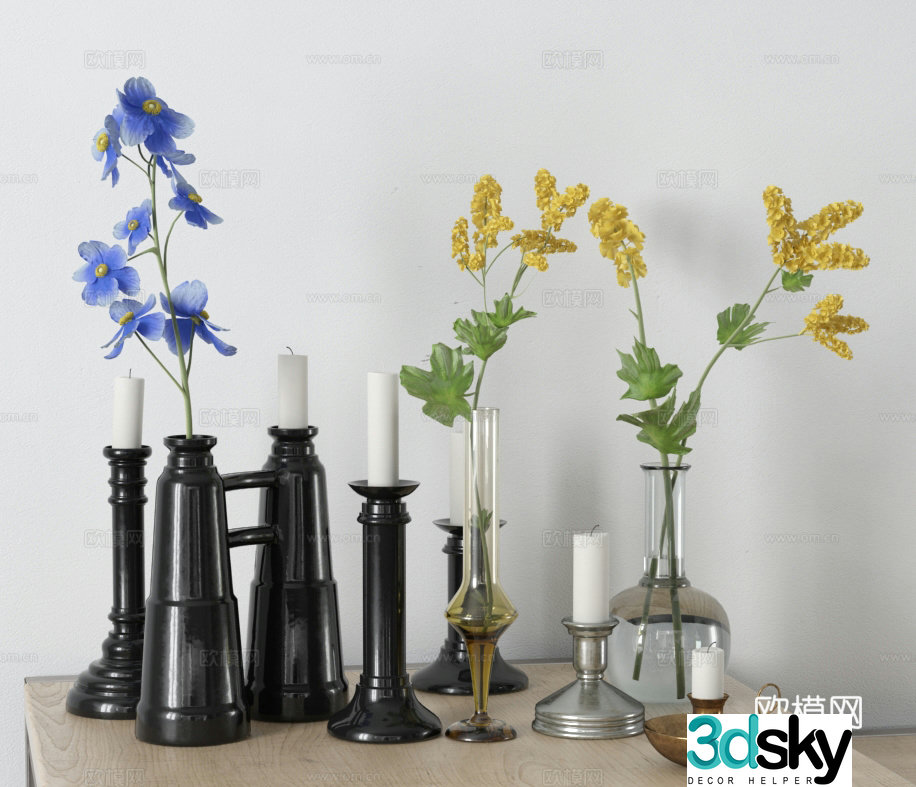 Modern jewelry ornaments vase flower art candlestick 3d model