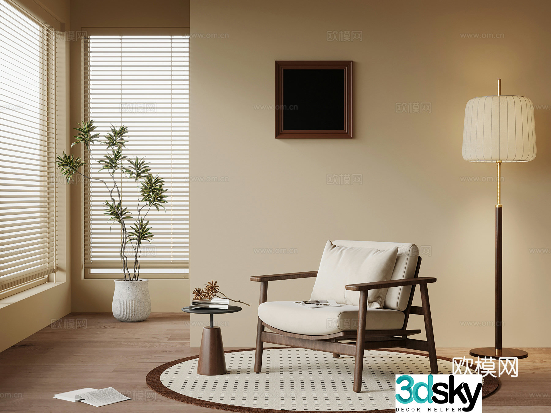 Other chairs medieval leisure chair floor lamp 3d model