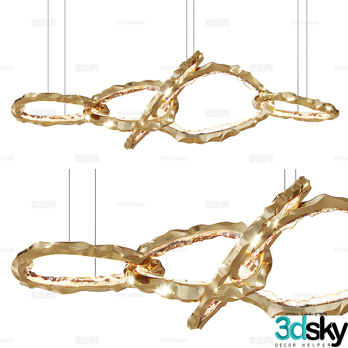 Modern light luxury metal craft chandelier 3d model