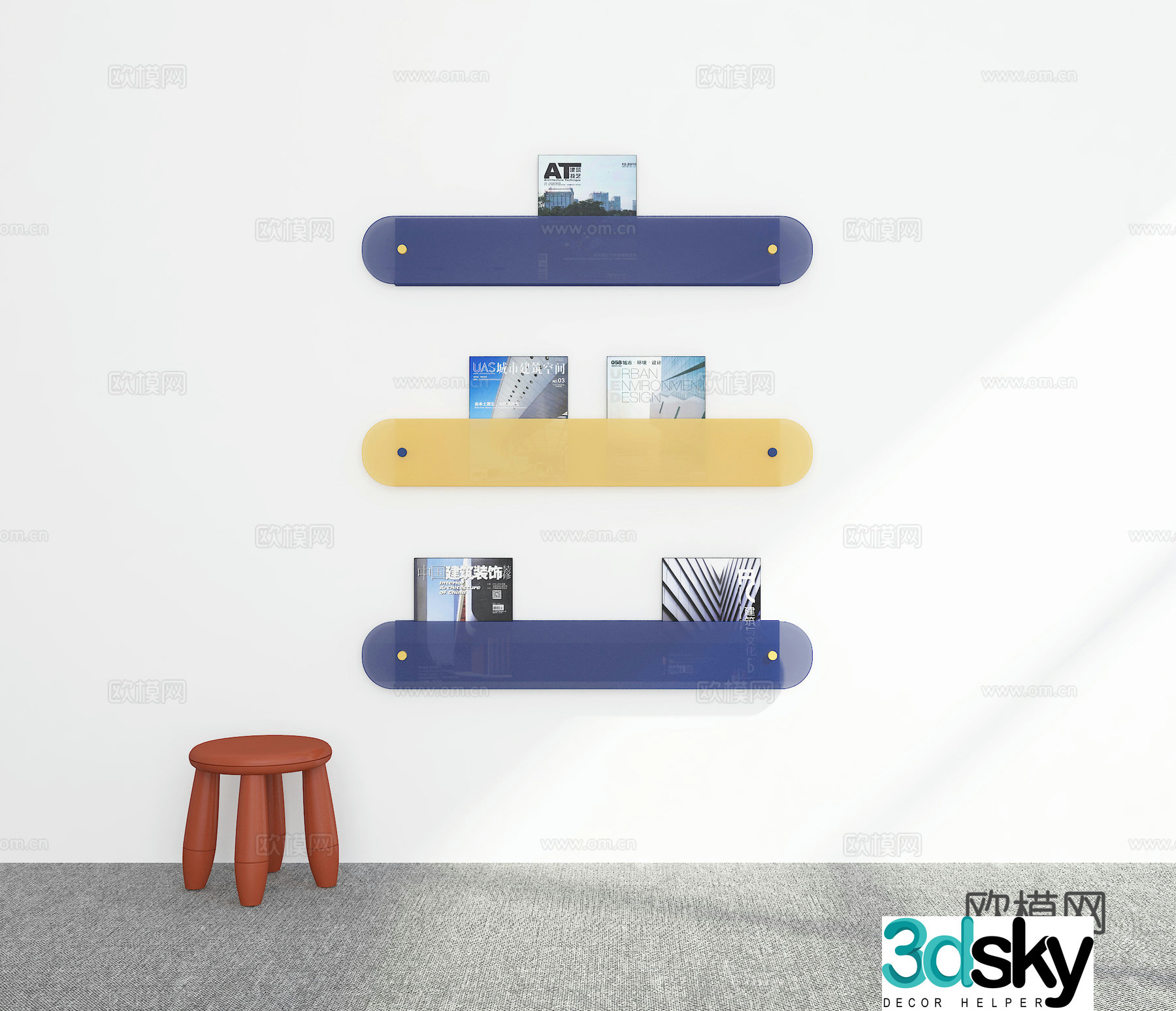 Modern bookshelf 3d model