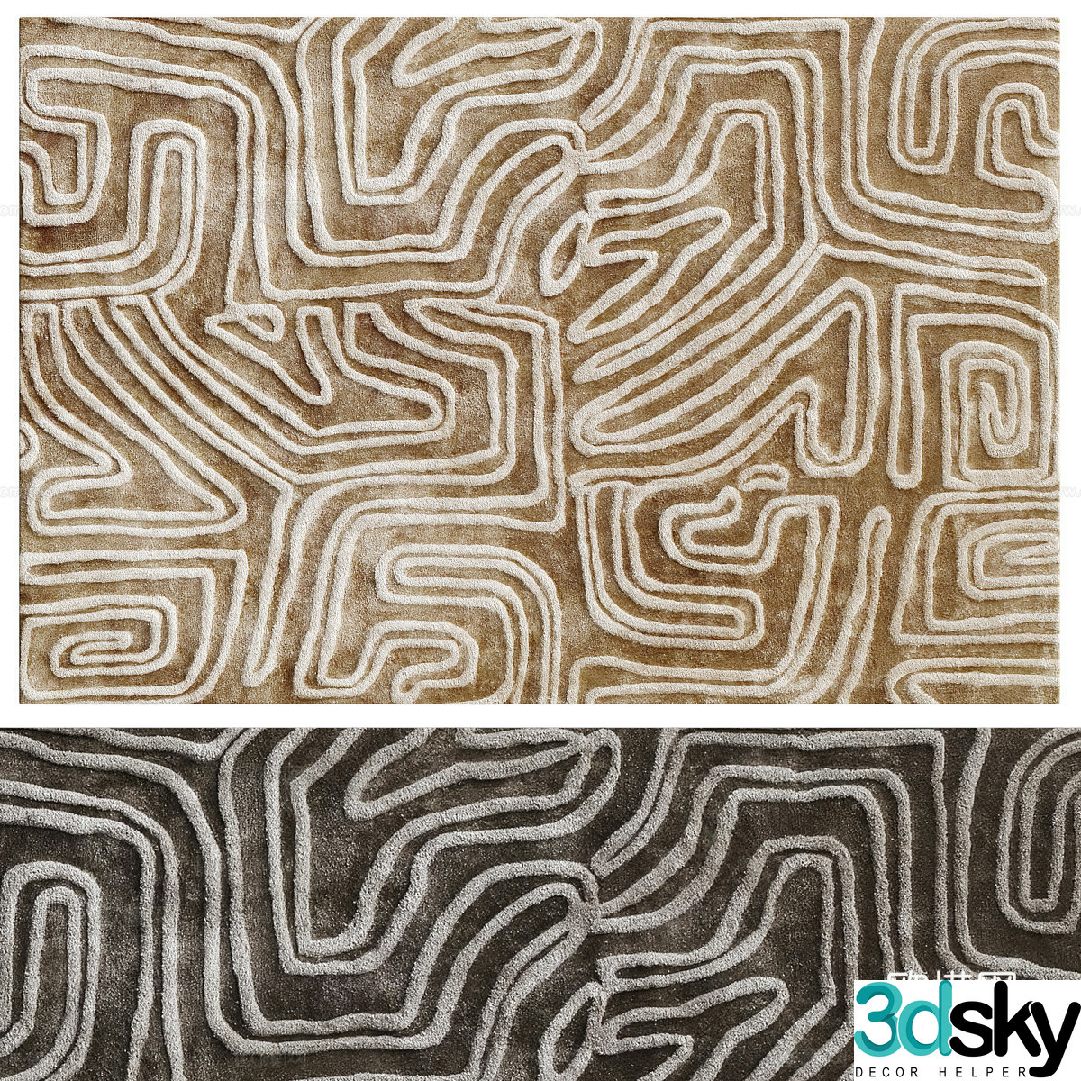 Modern Italian wool fabric carpet 3d model