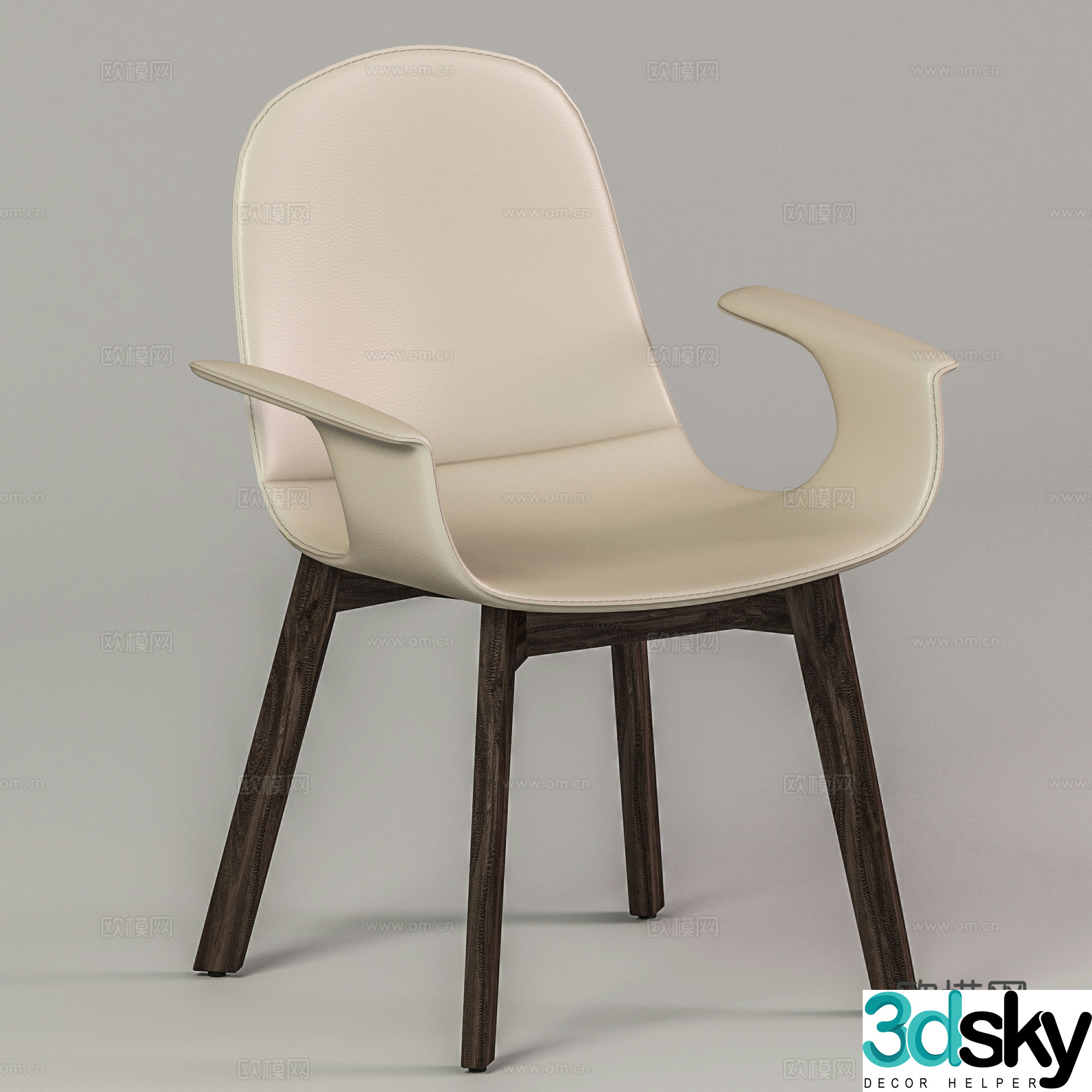 Modern casual chair leather chair dining chair single chair 3d model