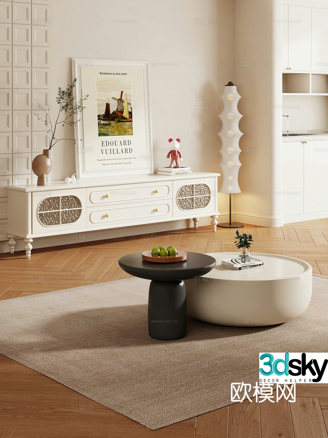 TV cabinet French cream air TV cabinet 3d model