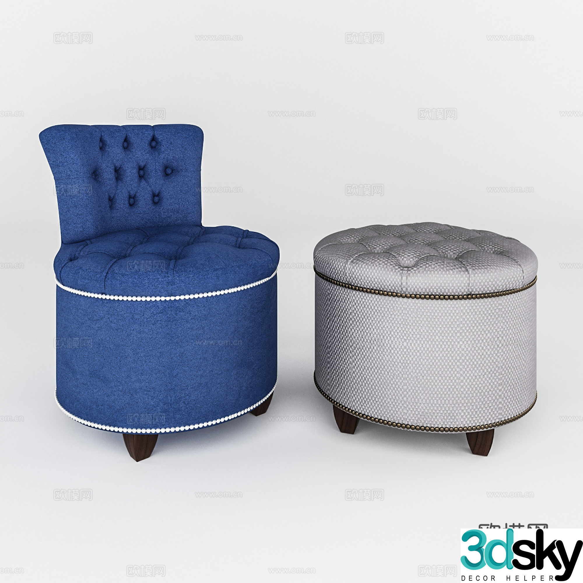 Modern makeup stool sofa stool round stool 3d model