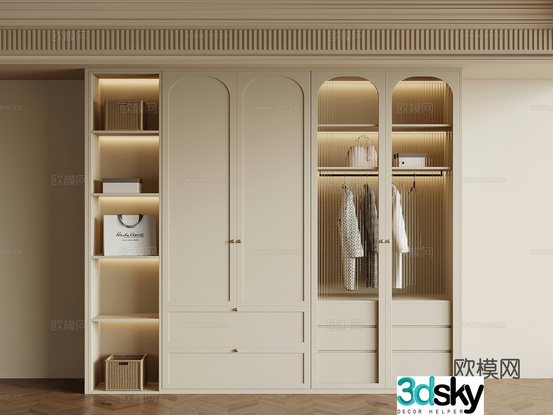 French Cream Trench Wardrobe 3d Model