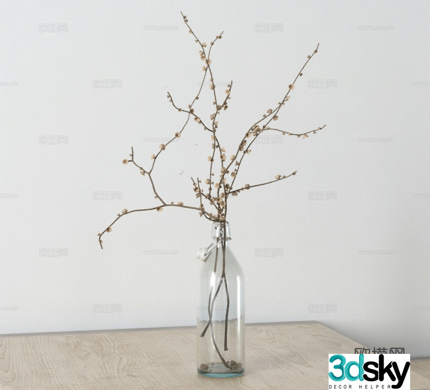 Modern jewelry ornaments vase flower art 3d model