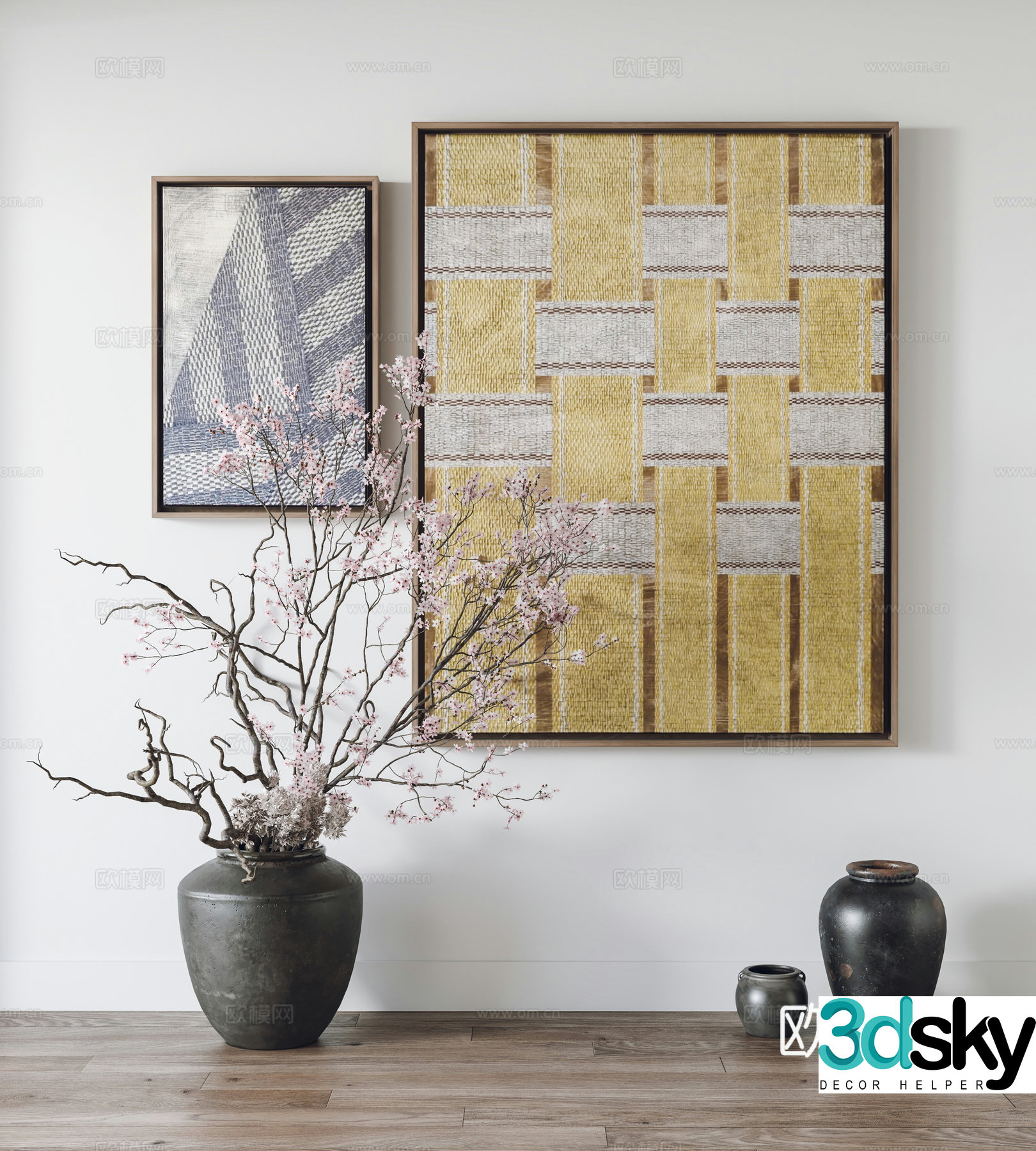 Modern hanging paintings decorative paintings ornaments 3D model of ceramic jars