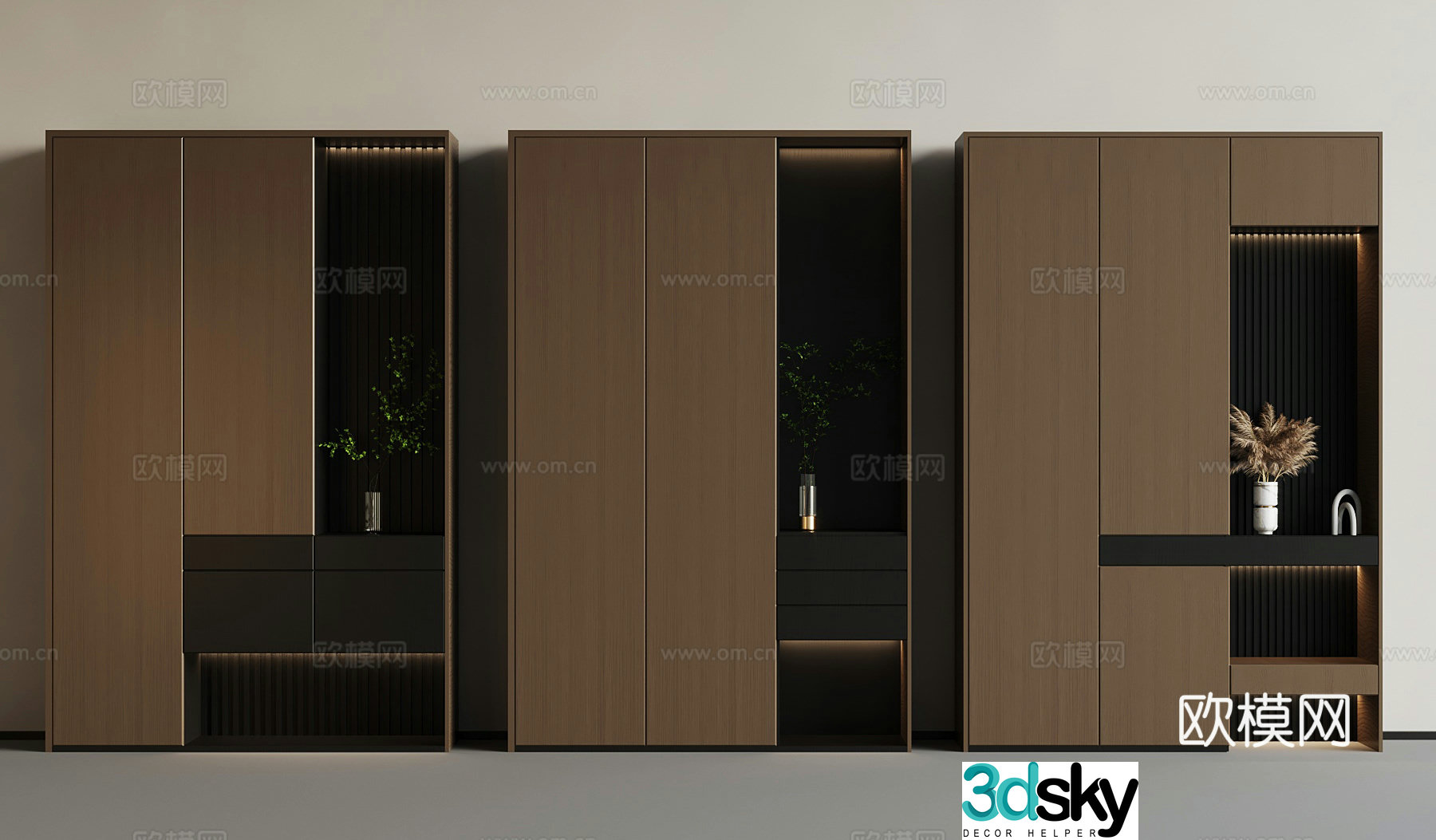 Modern Italian style entrance shoe cabinet entrance cabinet 3D model