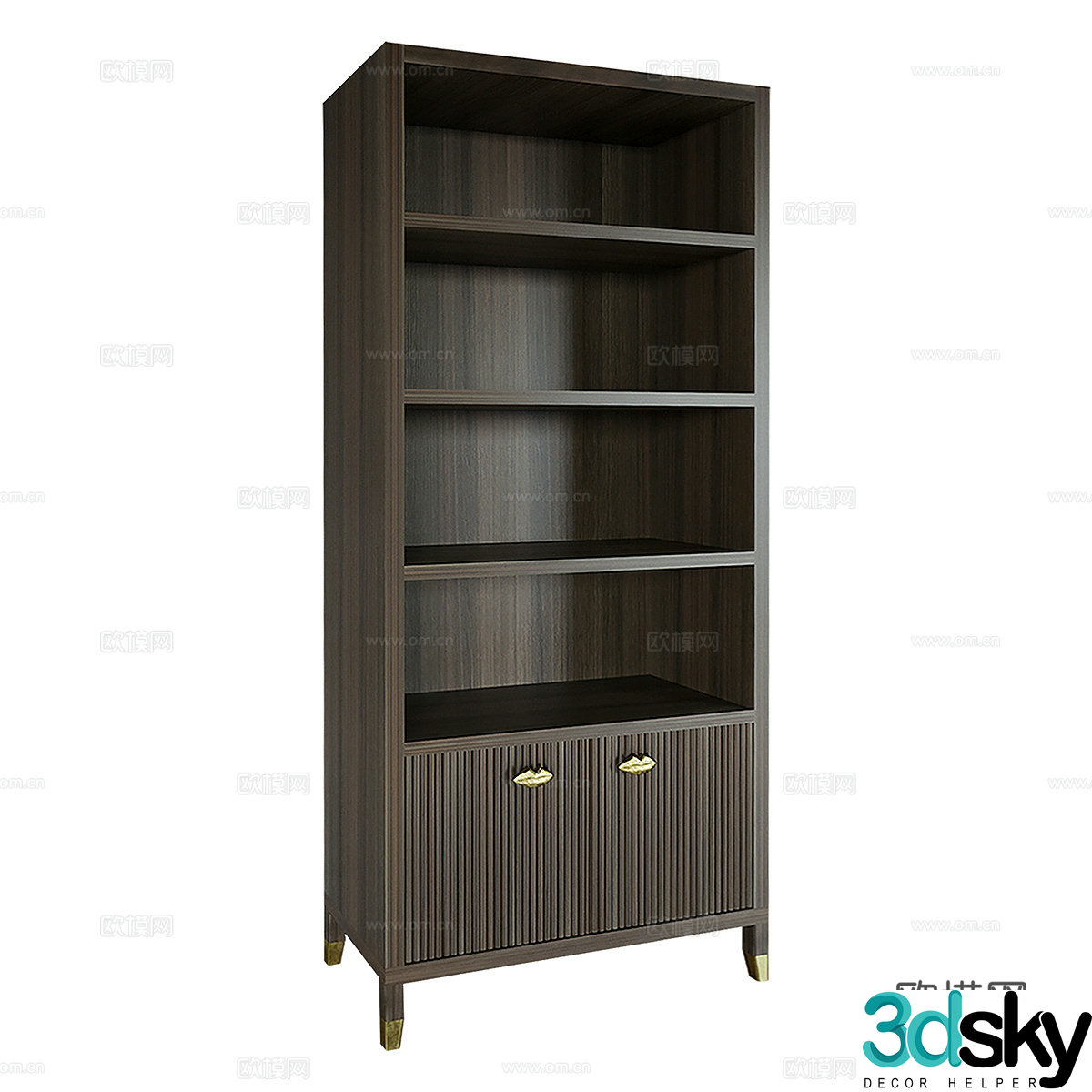 Modern Italian solid wood finished bookcase 3D model