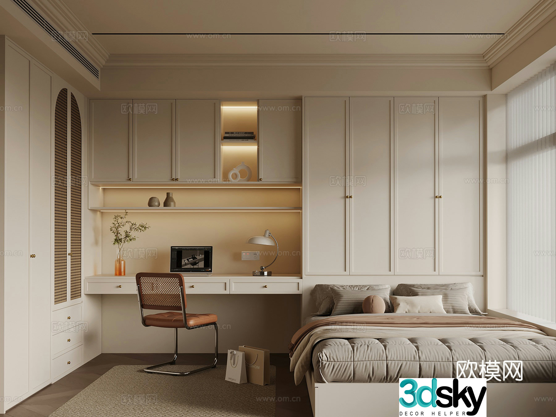 French tatami bedroom 3d model