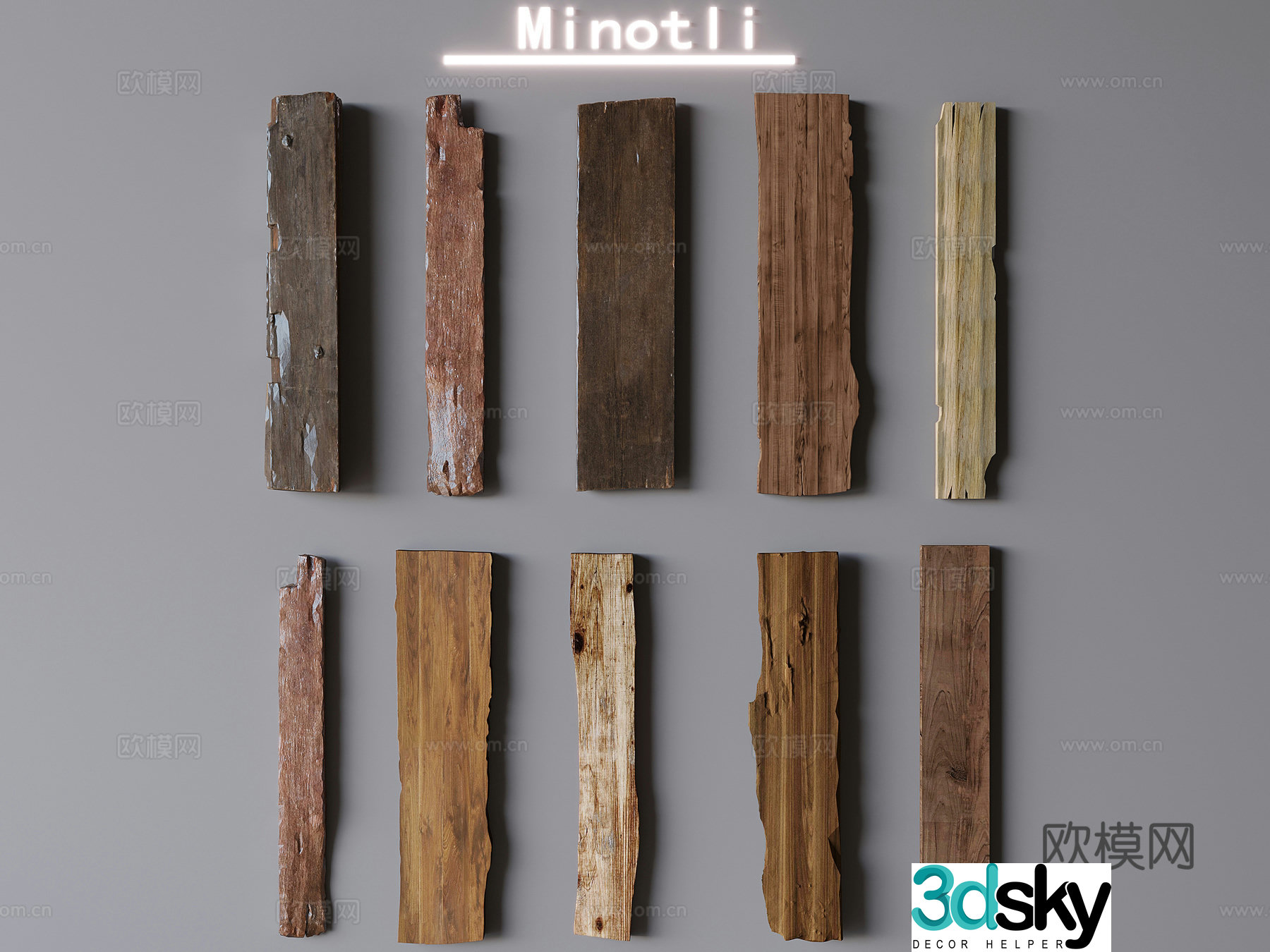Chinese style wood planks and strips old wood planks and wooden blocks 3d model