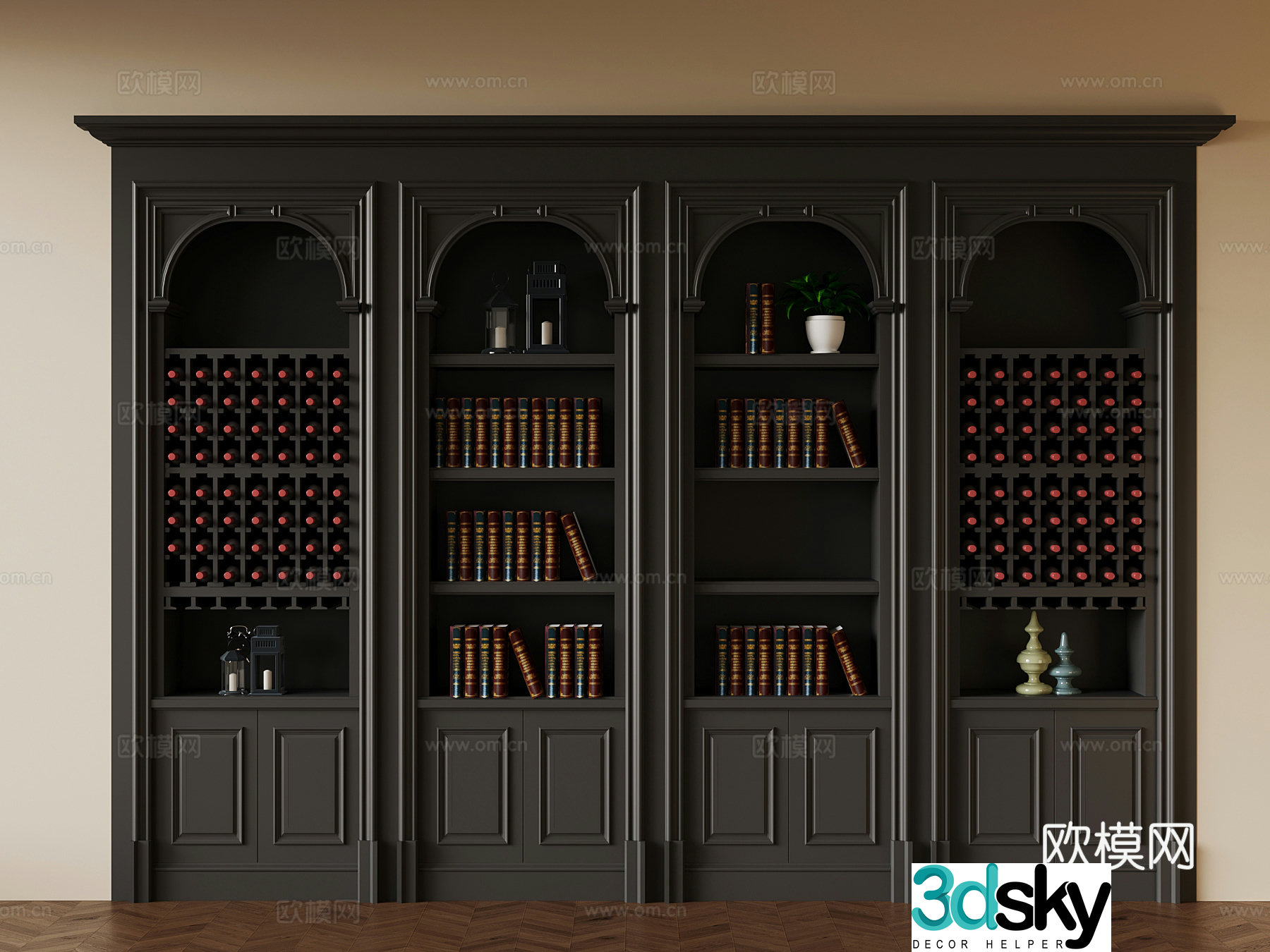 French bookcase 3d model