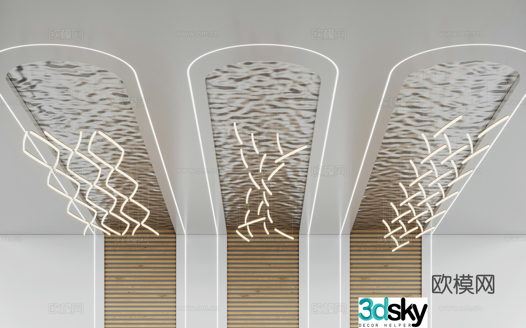 Modern shaped chandelier combination 3D model